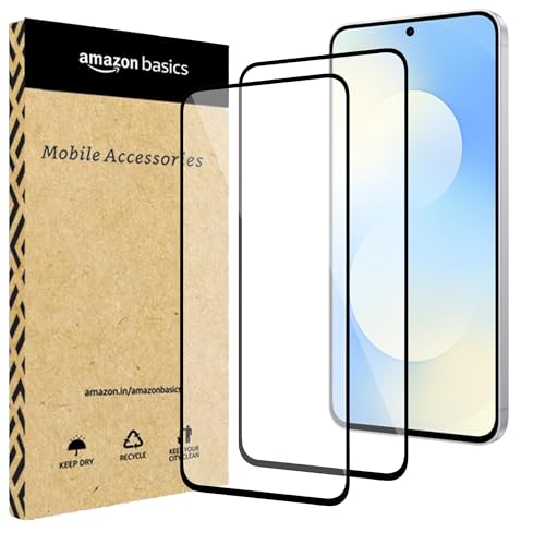 Image of amazon basics Tempered Glass Screen Protector Compatible with Samsung Galaxy S26 5G (Fingerprint Unlock Compatible) Transparent Protective Film [Clear HD]