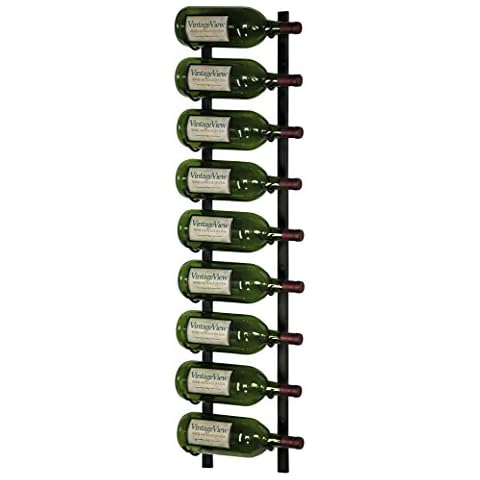 VintageView W Series – 9 Bottle Wall Mounted Wine Rack for Magnum and Champagne (Satin Black) Stylish Modern Wine Storage with Label Forward Design Cover