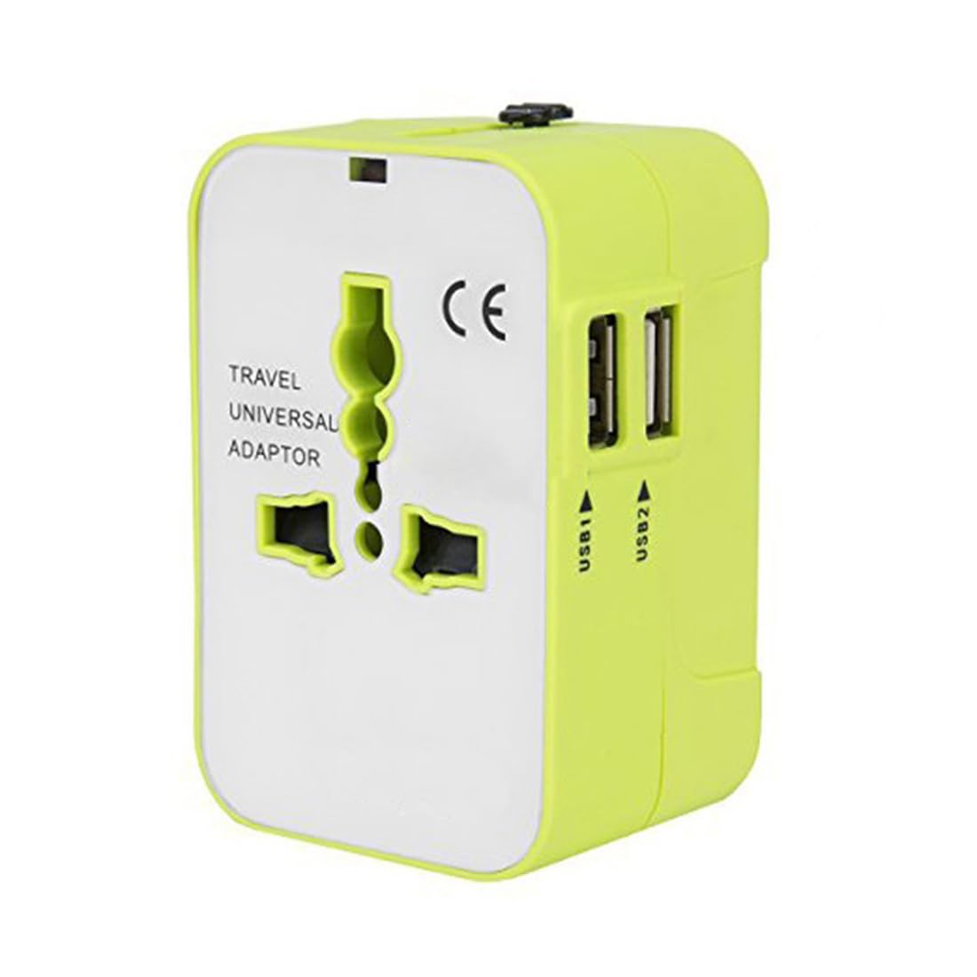 Portable Multi-function Dual USB Ports Global Universal Travel Wall Charger Power Socket Adaptor (Yellow)