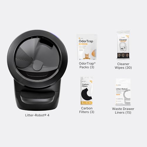 Litter-Robot 4 Supply Bundle by Whisker, Black - Automatic, Self-Cleaning Cat Litter Box, Includes Litter-Robot 4, 3 OdorTrap Refills, 10 Liners, 30 Cleaner Wipes, & 2 Carbon Filters - Image 3