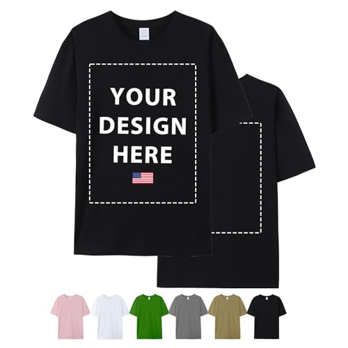 COOZEBRA Custom T Shirts for Men Women, Personalized Shirts with Front & Back Print, Design Your Own Custom T-Shirt with Photo