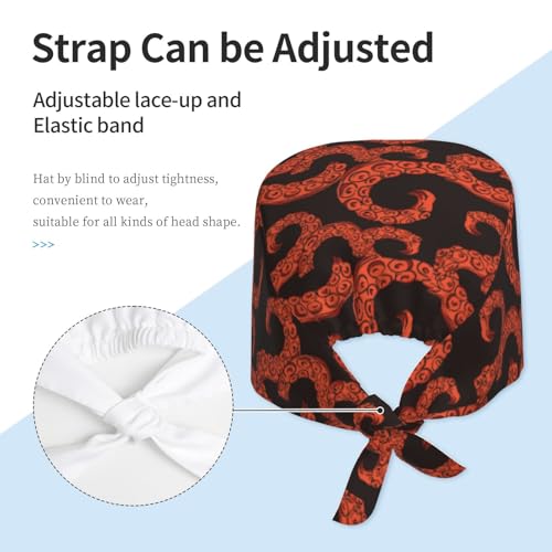 Image of Working Cap Scrub Cap with Sweatband Adjustable Unisex Women Tie Back Hat Nurse Surgical Caps