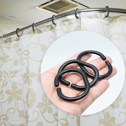 SZXMDKH 36PCS Shower Curtain Rings, Black C-Shaped Shower Curtain Hooks Bath Curtain Loop Clips Shower Rail Rings for Bathroom Curtain Rod