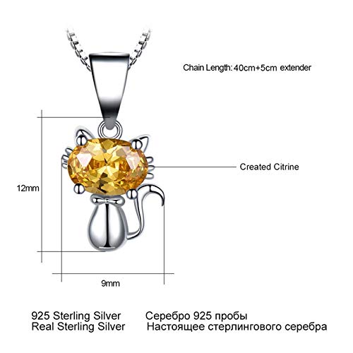Collier chat mignon en citrine jaune et argent. Style délicat - 4
