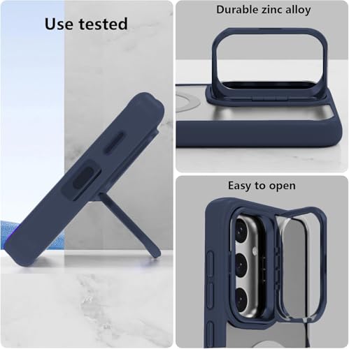 Image of VONZEE Compatible for Samsung S25 Plus 5G Case, with Wireless Charging, (Not Compatible with Magsafe) Protective Case, Built-in Stash Stand Phone Case, Scratch-Resistant Back Cover, | Blue