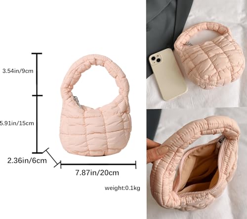 Image of Quilted MINI Handbag and Purses Women Puffer Nylon Hobo Cotton Padded Purse Work Travel Lightweight