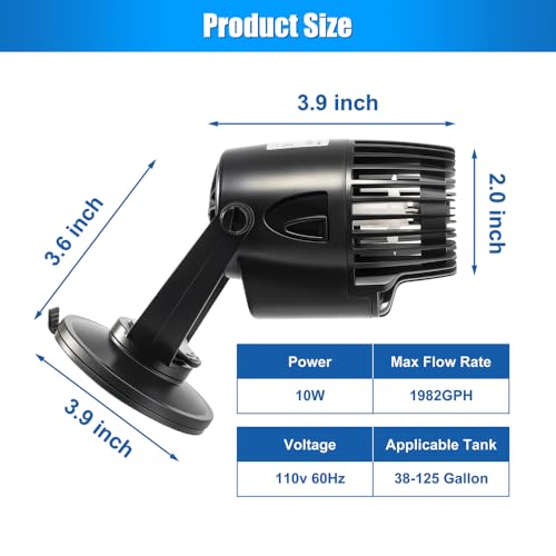 Image of DaToo 1982GPH Mini Aquarium Circulation Pump Ultra-quiet Fish Tank Wave Maker With Suction Cup 360 Degree Rotatable Aquarium Power Head Submersible Water Pump For Freshwater And Saltwater