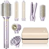 Cepillo secador de pelo 8 en 1 de doble voltaje, estilizador volumétrico sin encrespado con funda rígida protectora