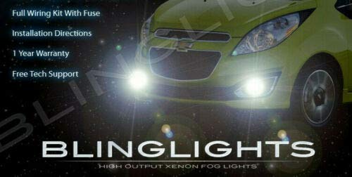 White LED Halo Fog Lamps Driving Lights Kit Compatible With 2012-2017 Chevrolet Spark Chevy Set