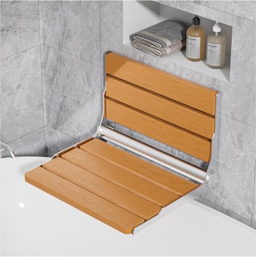 AKIMRABY Folding Shower Seat Wall Mounted, 15" Folding Shower Bench
