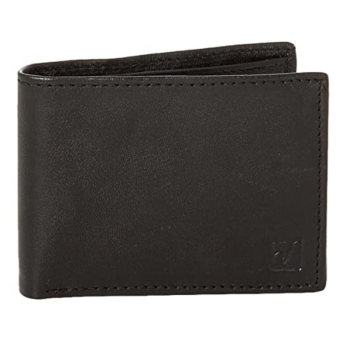 Bi-Fold Full Grain Leather Dark Brown Wallet with Rfid Protection