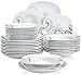 VEWEET Zoey 36 Piezas Juegos de Vajillas de Porcelana con 12 Platos, 12 Platos Hondos y 12 Plato de Postre para 12 Personas