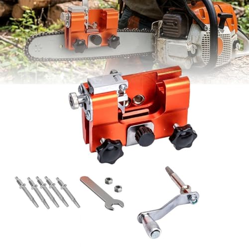 Razorwolf Chainsaw Sharpener Chainsaw Sharpener Kit with 5 Diamond Sharpening Stone Portable Hand Crank Chain Saw Sharpener Tool for All Standard Chainsaws