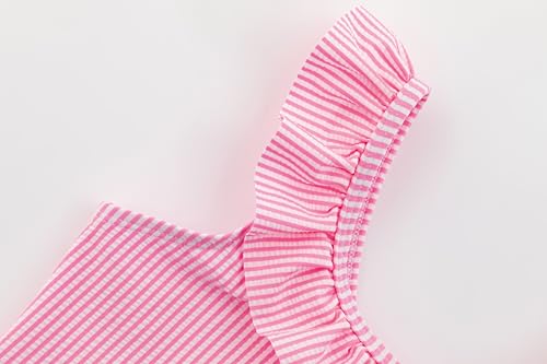 LIZENS Girls Two Piece Swimwear Ruffle Trim 2-12Years Flounce Striped Beach Bathing Suit4