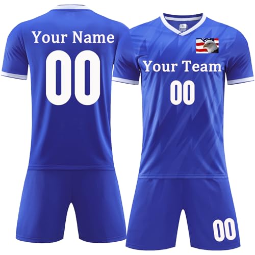 OPUTWDF Personalized Kids Youth Soccer Team Uniforms Men Women Soccer Jerseys Customizable Soccer Clothes
