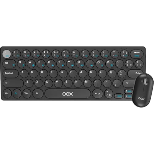 Kit Periféricos, Newex, Retro, Teclado e Mouse, Sem Fio, Preto