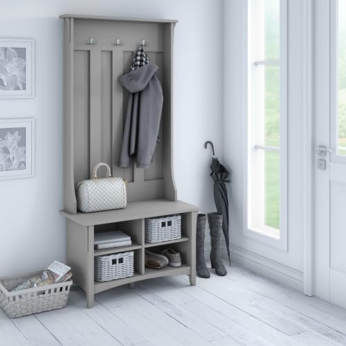Image of Bush Furniture Salinas Hall Tree with Shoe Storage Bench in Cape Cod Gray
