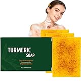 Sapone sbiancante alla curcuma per viso e corpo, saponi naturali tumerici per macchie scure, sapone detergente profondo per viso e corpo per pelle irregolare, sapone sbiancante della pelle con cura