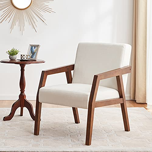 Huimo Side Chair,Modern Century Chair,Wooden Armchair,Tufted Accent Chair,Fabric Chairs For Living Room,Reading Chair, Upholstered Elegant Bedroom Chair (1, White) #TOP4