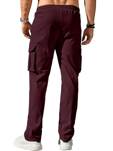 Image of Comdecevis Men's Casual Cargo Pants Workout Joggers Stretch Sweatpants Hiking Drawstring Tactical Pants with Multi Pockets