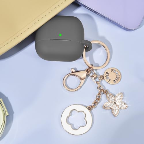 Image of Case Compatible for Apple Airpods 4 - VISOOM Airpods 4 Cases 2024 Cover Women Anti-Drop Silicone iPods 4 Earbuds Wireless Accessorie Charging Cases Girl Bling Keychain for Airpod iPods 4th Generation