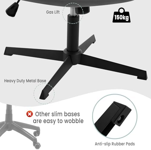 7. Bild von WOLTU Bürostuhl ohne armlehne, Drehstuhl, Ergonomischer, höhenverstellbar, 360° drehbar, Polstersessel, mit Schaukelfunktion, Samt, Dunkelgrau