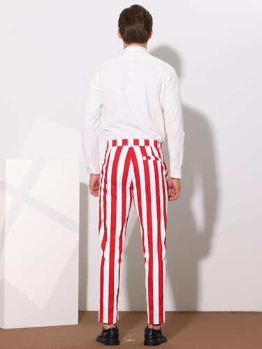 Lars Amadeus Men's Striped Pants Casual Skinny Fit Color Block Pencil Dress Trousers 5