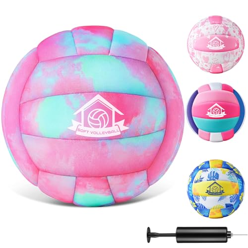 Image of Soft Indoor Volleyball, Cushioned Cover Training Ball for Beginners, Silent Indoor Volleyball with Pump, Lightweight Official Size 5 Volleyballs for House Games & Practice