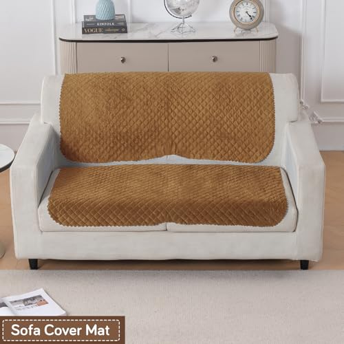 Image of HOKIPO Quilted Sofa Cover for 2 Seater for Seat & Back, 'Quilt Classic' Golden (IN-926-GLD*2)
