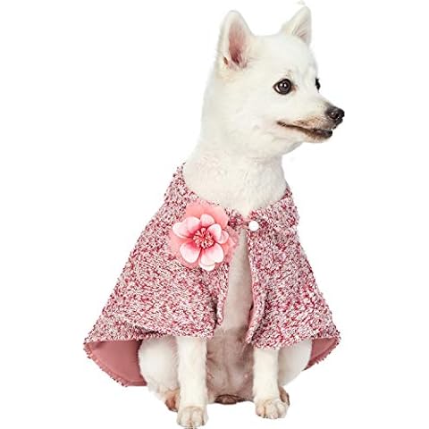Blueberry Pet Mergelmuster Kirschrot All-Wetter Kostüm Handgemachter Strick-Hunde-Poncho Pullover Cover