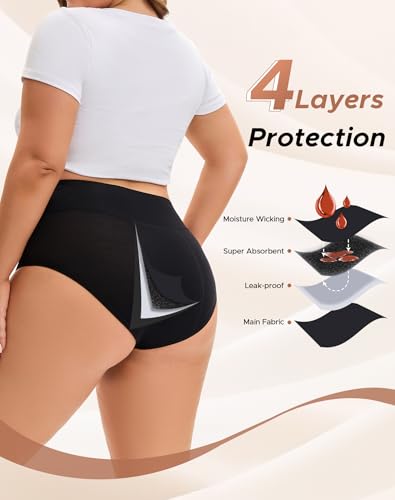Image of INNERSY Women's Plus Size Period Underwear Heavy Flow Leak-Proof 3-Pack