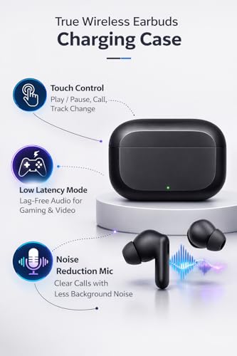 Image of Lynacz Original Wireless Buds 3r Earbuds Compatible with Oneplus, Samsung, Oppo, Realme with Smooth Connectivity Clear Sound Output & Daily Use Comfort (Black) SSA