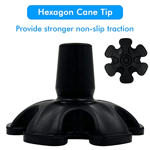 Xsl Cane Tips - 3/4 Inch Replacement - Heavy Duty Rubbers Self Standing 6 Support Feets Base Replacement Walking Canes, Walking Sticks, Folding Canes - 6 Prong Rubber Cane Foot Pad (Black) #TOP1
