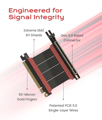 Image of LINKUP PCIE 5.0 Riser Cable | for Vertical GPU Mount | Right Angle | Graphics Card GPU Ready | Usable with PCIe 4.0 & RX 9070 / RTX5090 | 6cm (Total Length: 10cm)