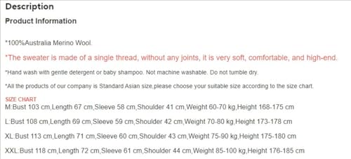 Men's Merino Wool Knitted Mock Neck Pullover Solid Cashmere Casual Thick Sweater4