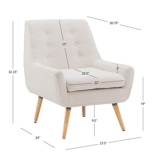 Linon Ivory Sherpa Accent Reid Chair, White #TOP2
