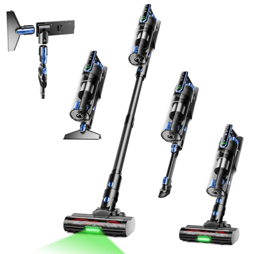 Trucozie Cordless Vacuum Cleaner, Self-Standing Lightweight Stick Vacuum with 50 mins Runtime, Powerful Suction, Anti-Tangle Wireless Vacuum for Home, Hardwood Floor, Carpet, Pet Hair, Black
