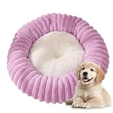 Odot Hundebett für Katzen und Hund, Rund Hundekissen Donut Super Weich Kuscheliges Plüsch Haustierbett Katzenbett Waschbar Rutschfester Hundekorb mit Erhöhte Ränder (Lila,60x60x20cm)