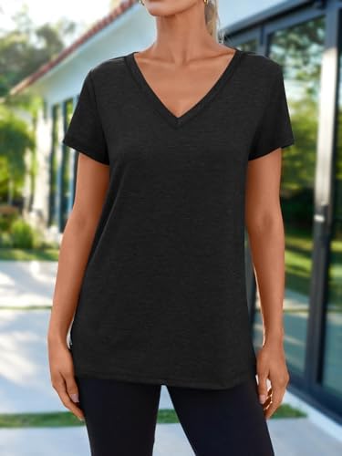 AUTOMET Womens Short Sleeve T-Shirts V Neck Summer Tops Basic Tees 2026