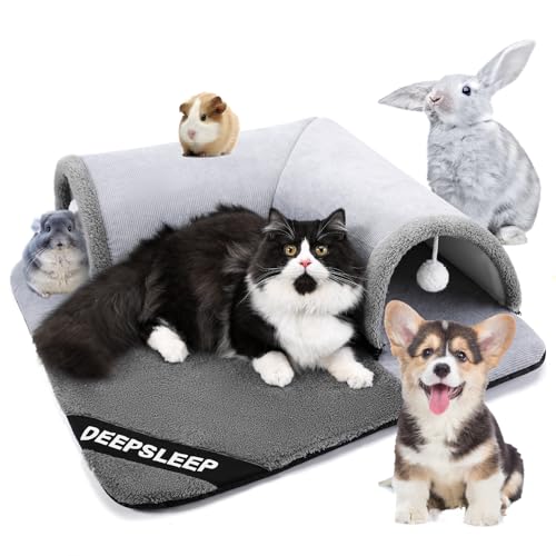 Origintek Tunnel pour chat en peluche - Lit - Jouet pour chat d'intérieur - Large 70 x 70 cm