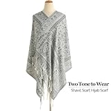 Nonakgado Pashmina Wraps for Women-Paisley Rave Pashmina Shawls Hijab Scarves for Evening Party Dresses(Sy3-Silver White)