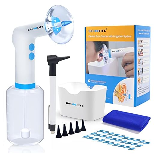 BOCOOLIFE Ear Cleaning Wax Removal Kit, Ear Electric Cleaner for Wax Buildup, Safe Ear Irrigation Kit for Ear Washing, 4 Pressure Setting, Ear Basin, Towel and Wax Examination Tool Kit with 30 Tips