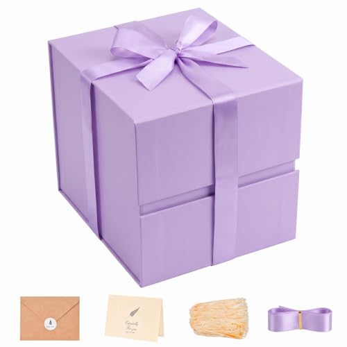 Image of LIFELUM Purple Gift Box for Birthday with Magnetic Lid, 8.6 inchx8.6 inchx8.6 inch