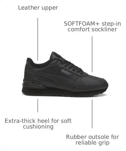 Image of Puma Unisex-Child ST Runner, Puma Black-Shadow Gray, Big Kid 5 | Casual Shoes