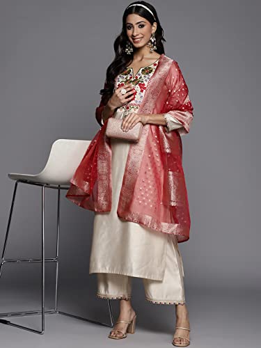 Image of INDO ERA Women's Viscose Embroidered Straight Kurta with Kurta with Pant & Dupatta Set (KH9OW4711)