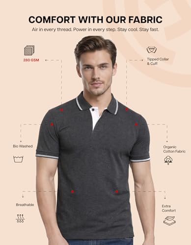 Image of Scott International Cotton Polo T Shirt | Collar Tshirts | Half Sleeves Plain T Shirt | T-Shirt |Tshirt for Men Stylish | Men's Tshirt
