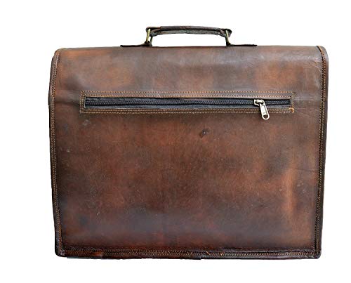 15" leather messenger bag laptop case office briefcase gift for men computer distressed shoulder bag - Thumbnail 2