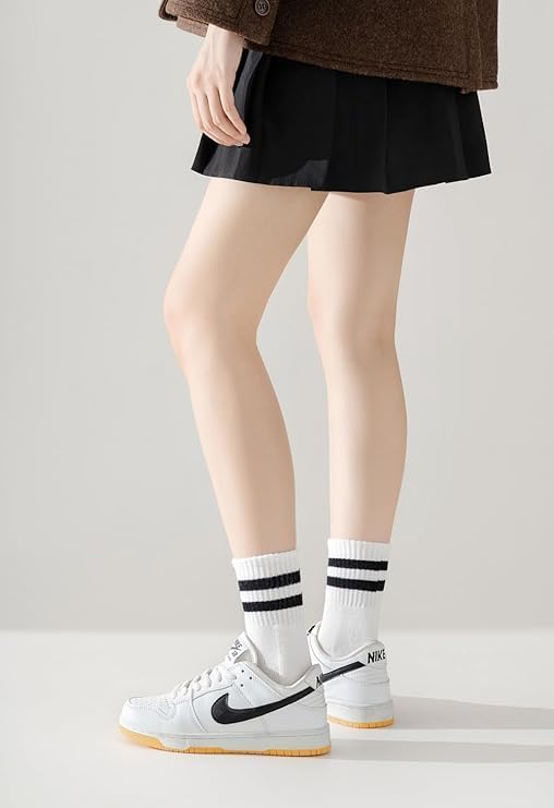 6 Pairs Cotton Fashionable Striped Athletic Socks for Women ,Casual Cute Vintage Crew Socks,All Season Socks for Women - Image 3