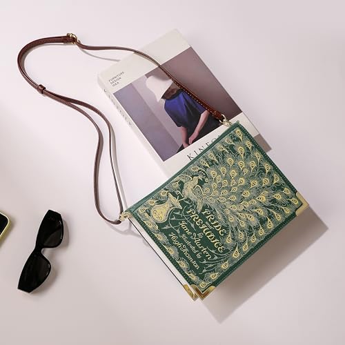 Image of Clutch Purse Large, Book Shaped Crossbody Bag, Vegan Leather Book Wallet, Book Lover Gift Handbag, Shoulder Bag