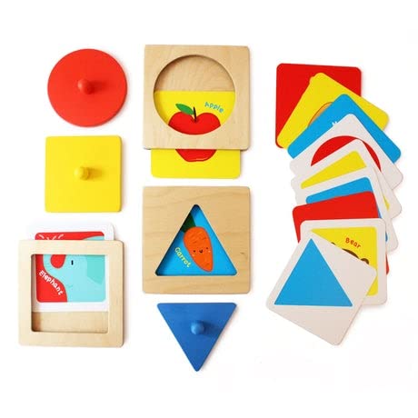 Shumee Montessori Wooden Shapes Peg Puzzle Set - 3 Puzzles, 9 Cards (9 Months+) | Multicolor | Montessori Learning | 3 in 1 Multi Activity Toy | 100% Child Safe (B09QT1RV97) Amazon Price History, Amazon Price Tracker